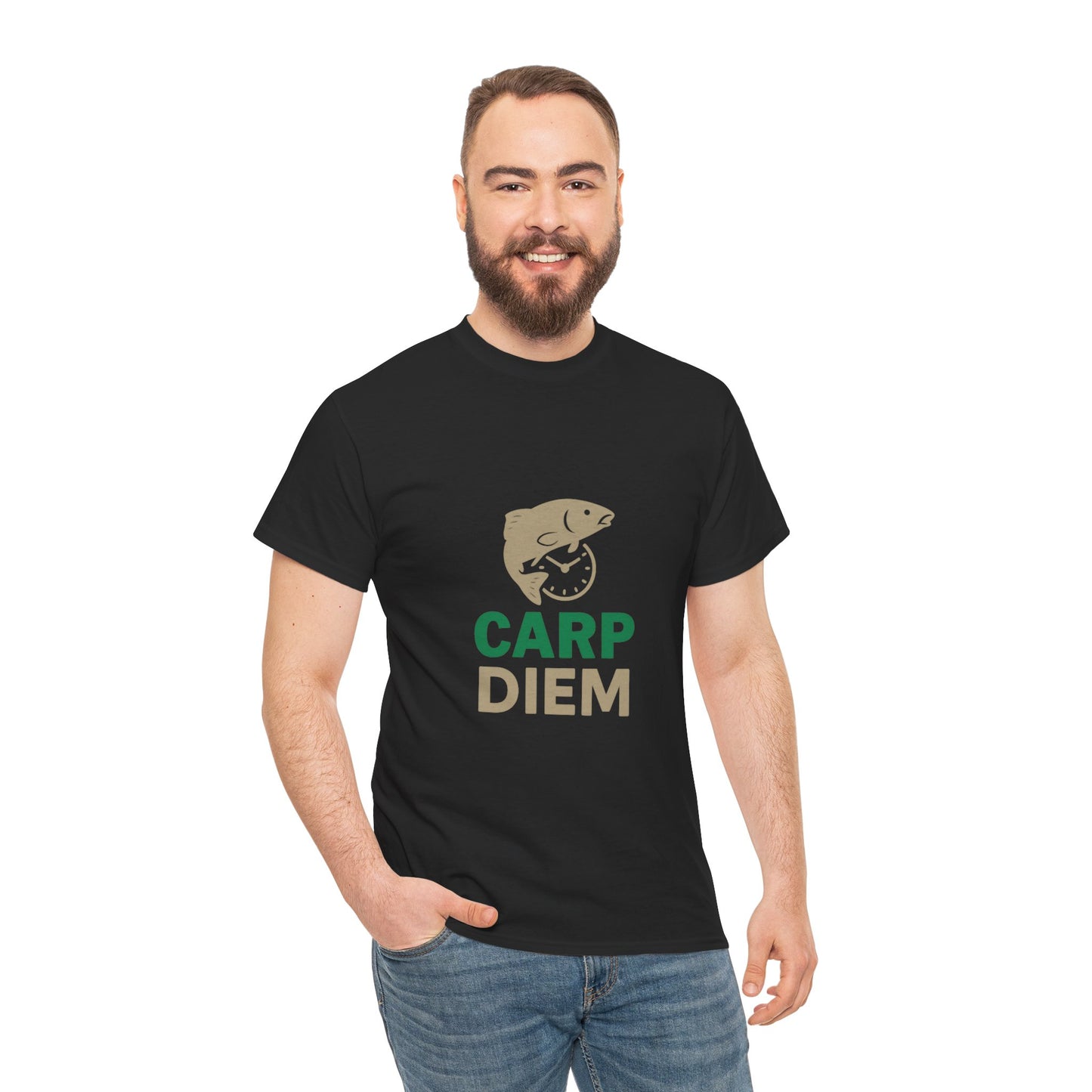 Carp Lover's Heavy Cotton Tee | Fishing Shirt, Outdoor Enthusiast Apparel, Perfect Gift for Fishermen, Carpe Diem, Nature Lover Merch