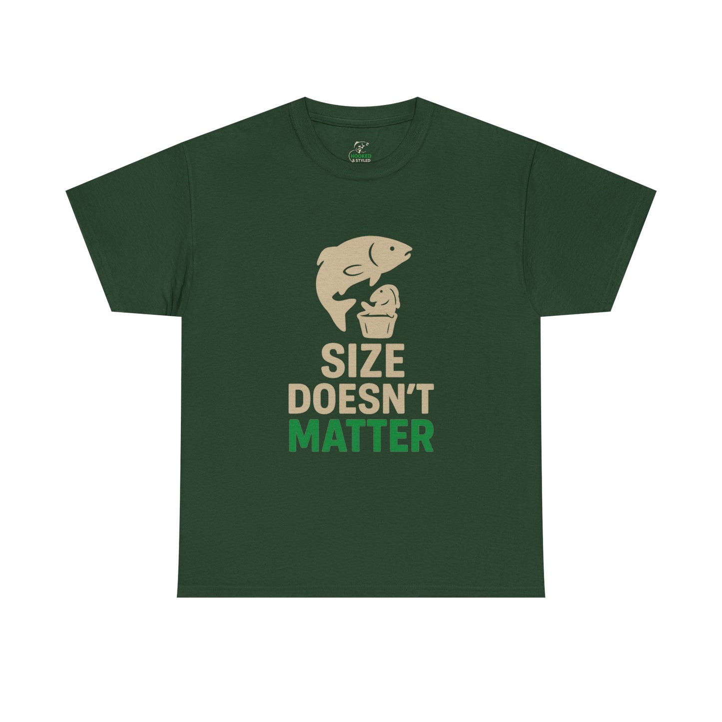 Funny Fishing Tee, Unisex Heavy Cotton Tee, Size Doesn't Matter Shirt, Fishing Gift, Humor Tee for Anglers
