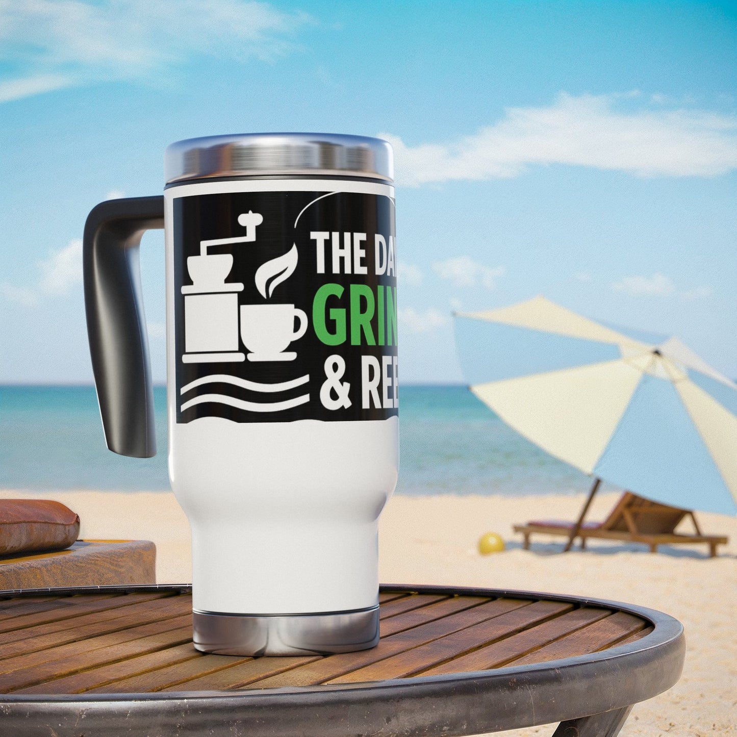 The Daily Grind & Reel Fishing Travel Mug