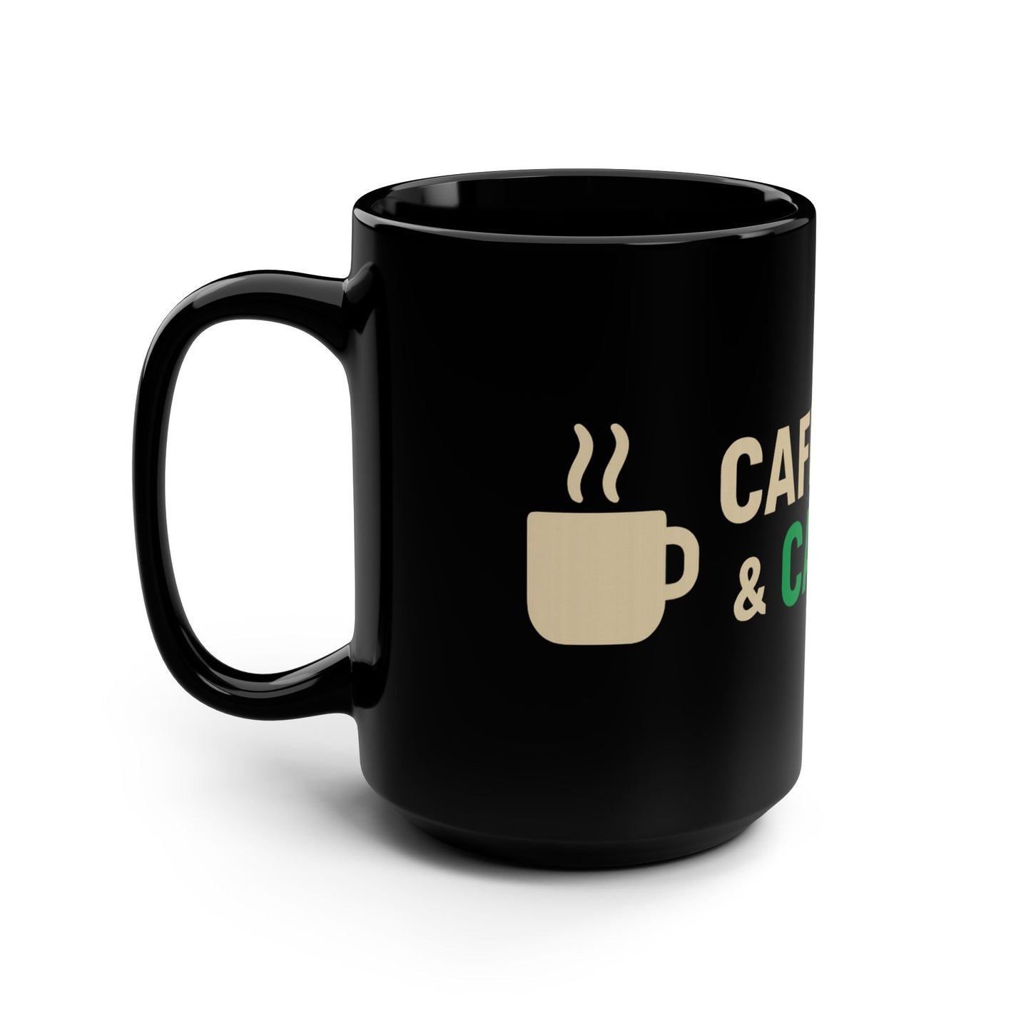 Caffeine & Casts Fishing Mug, 15oz Black Coffee Cup, Gifts for Anglers, Fishing Lovers, Funny Fishing Gift, Outdoor Enthusiasts