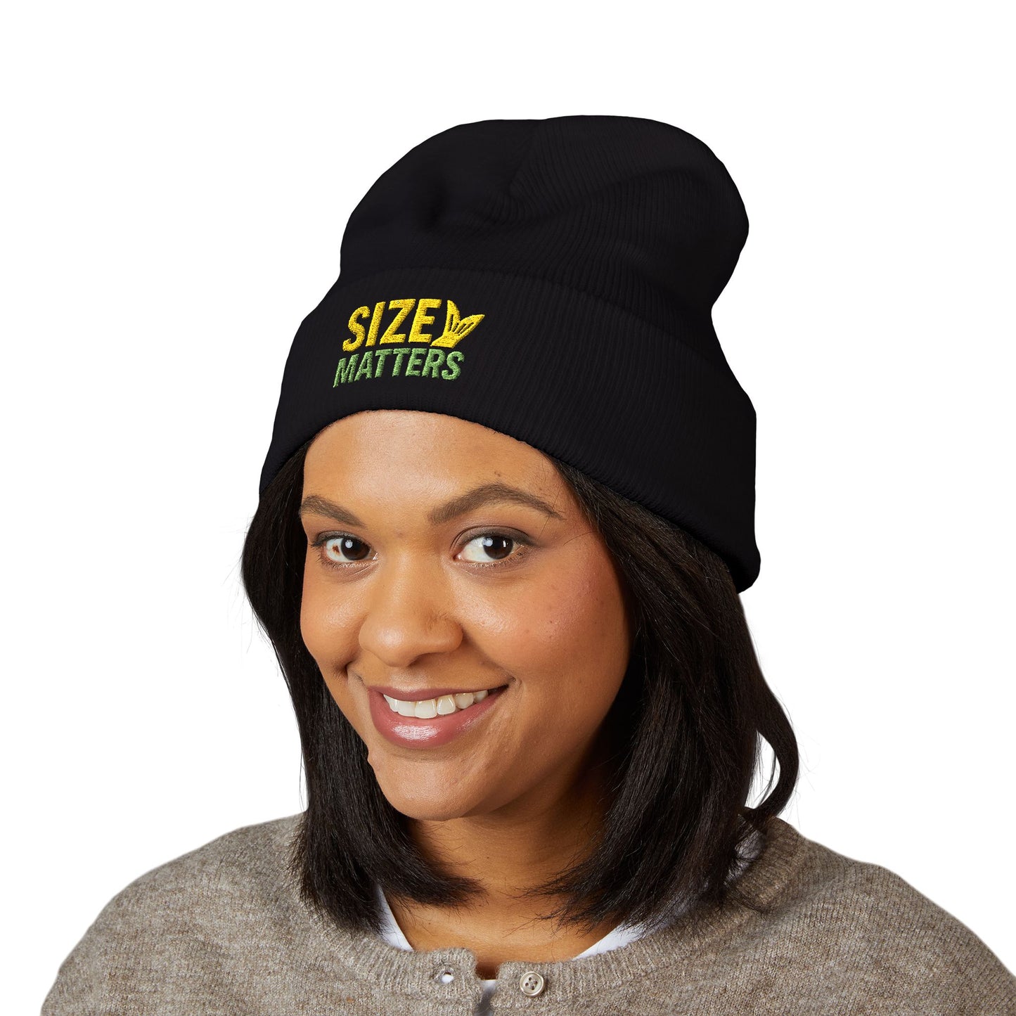 Classic Cuffed Beanie - Size Matters, Trendy Cold Weather Accessory, Perfect Gift for Him/Her, Embroidered Beanie for Outdoor [...]