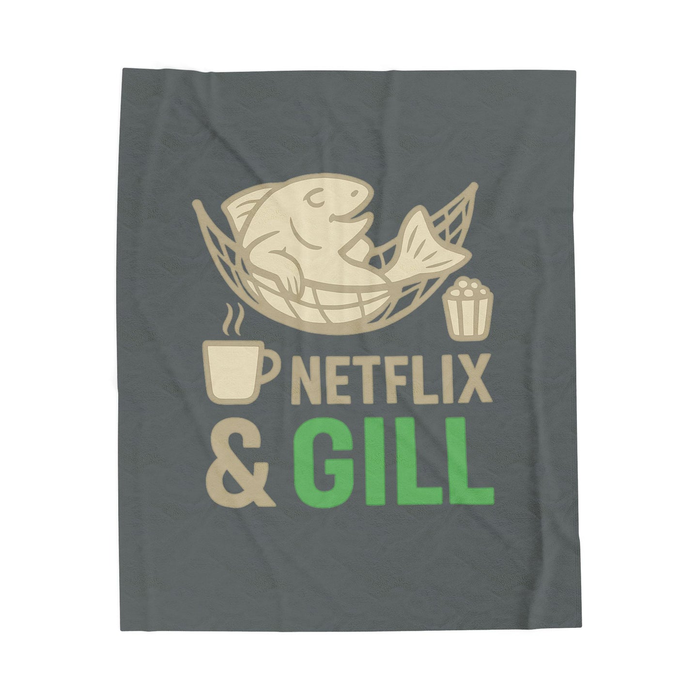Netflix & Gill Velveteen Plush Blanket - Cozy Throw for Movie Nights, Perfect Gift for Fish Lovers, Relaxing Sofa Accessory