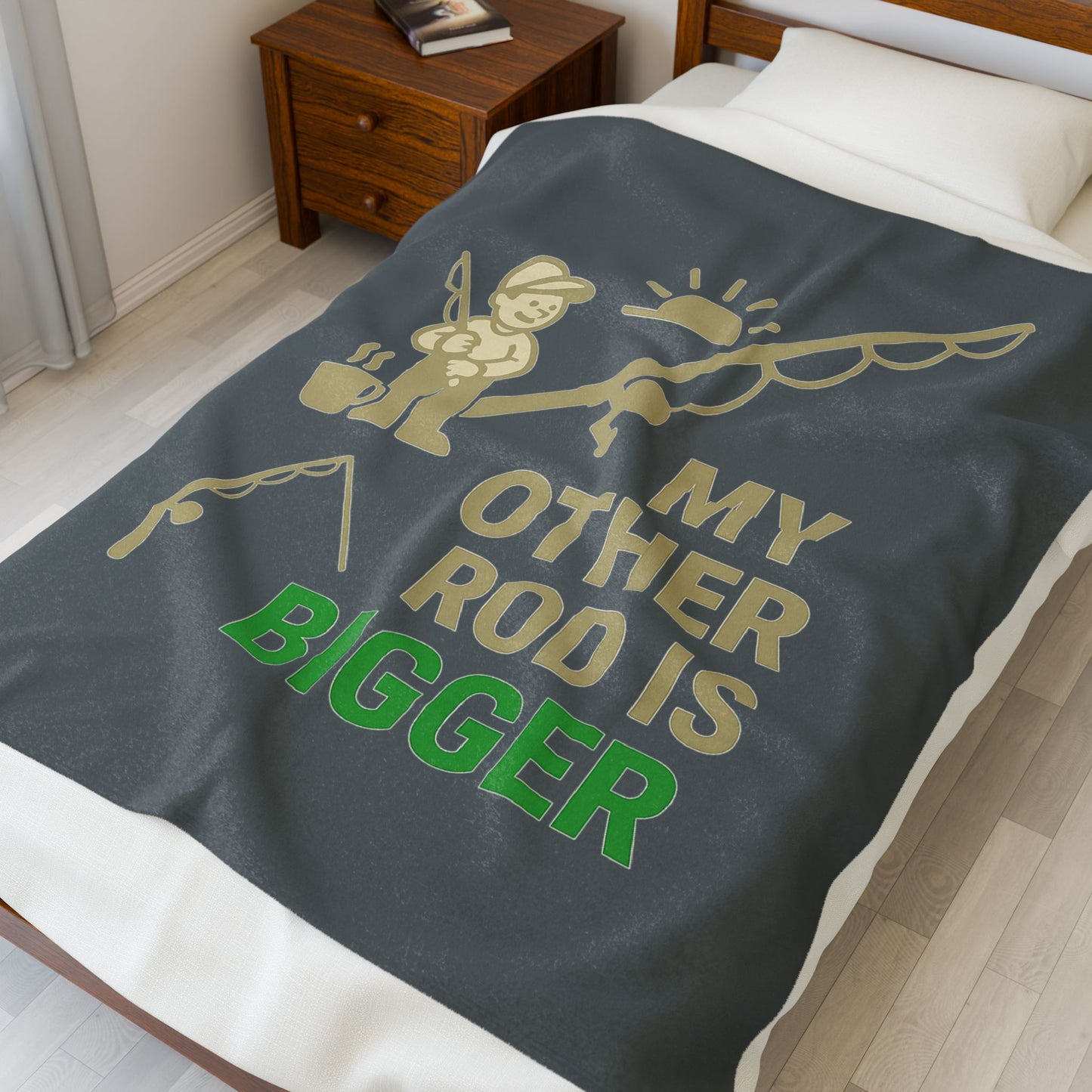 Fishing-Themed Velveteen Plush Blanket, Cozy Gift for Anglers, Perfect for Outdoors, Birthdays, and Holiday Comfort