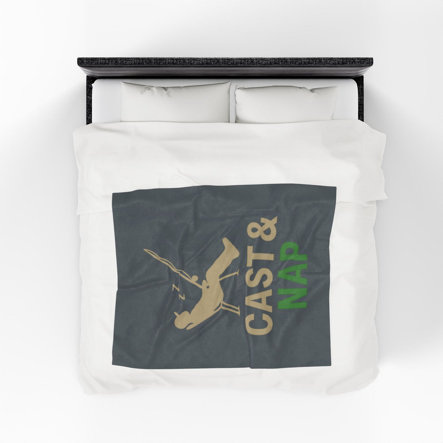 Fishing Themed Velveteen Plush Blanket - Perfect for Naps & Cozy Days, Gift for Anglers, Camping, Outdoor Lovers