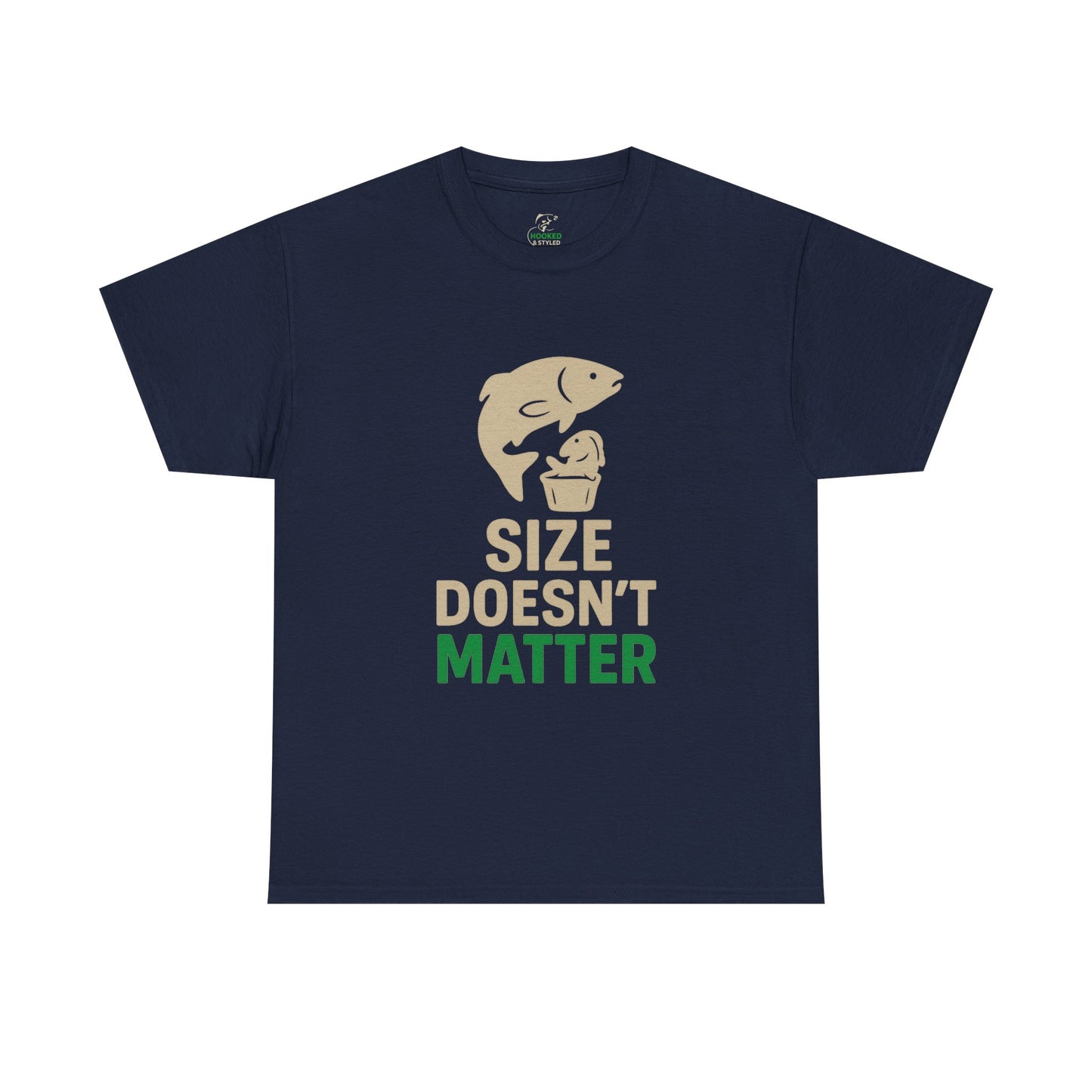Funny Fishing Tee, Unisex Heavy Cotton Tee, Size Doesn't Matter Shirt, Fishing Gift, Humor Tee for Anglers