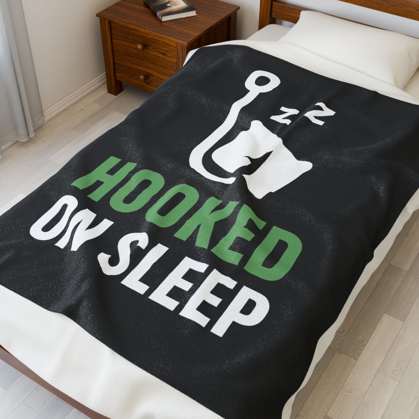 Hooked on Sleep Fishing Plush Blanket