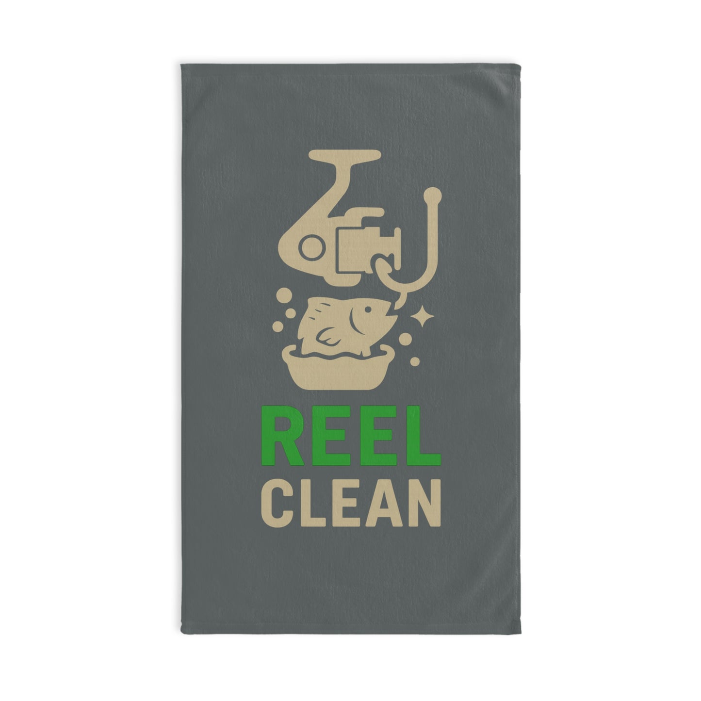 Fishing Hand Towel - Reel Clean Design, Perfect Gift for Anglers, Kitchen Decor, Fishing Trip Essential, Outdoor Enthusiast Gift