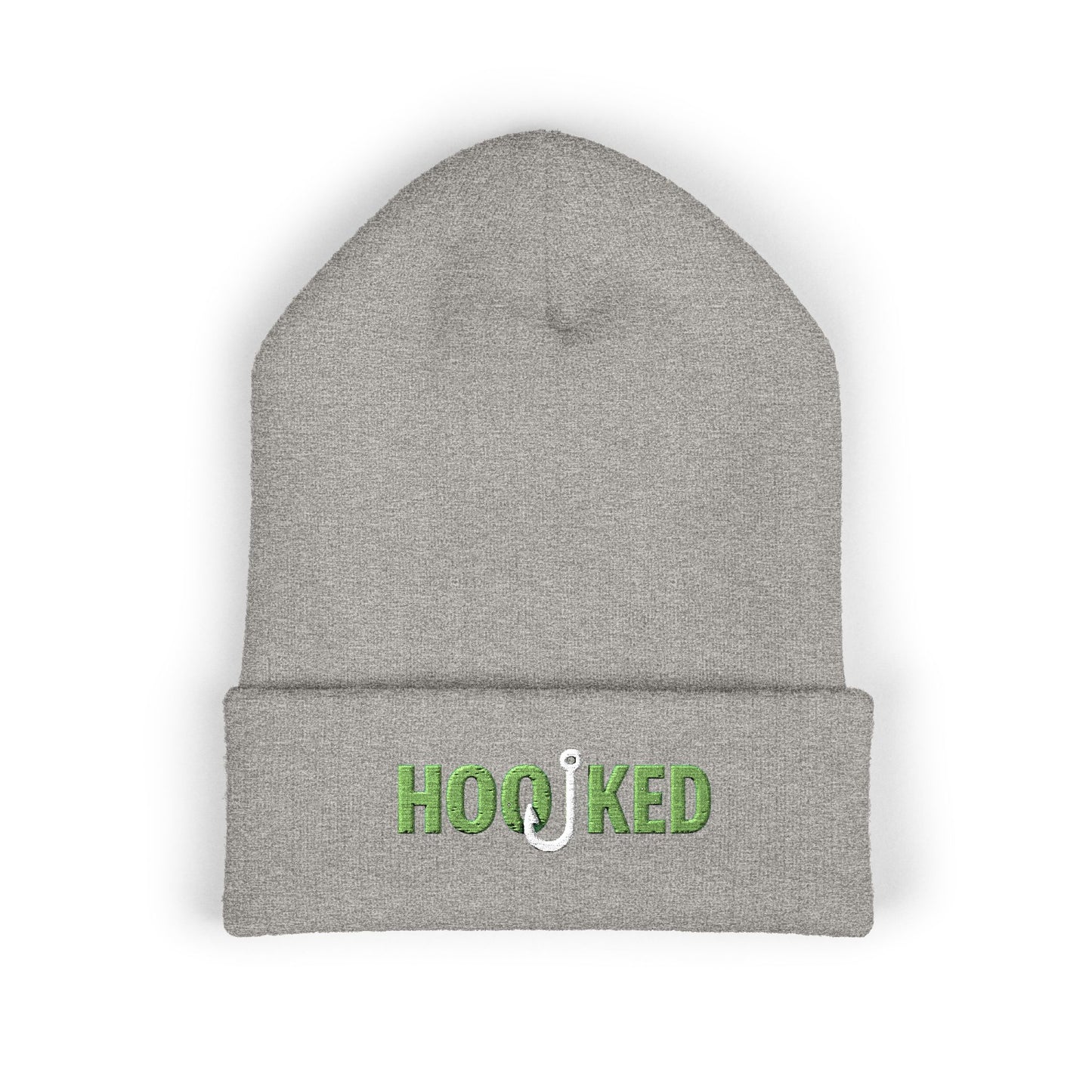 Hooked Classic Cuffed Beanie - Embroidered Fishing Hat, Winter Accessory, Gift for Anglers, Cozy Knit Cap, Outdoor Fashion