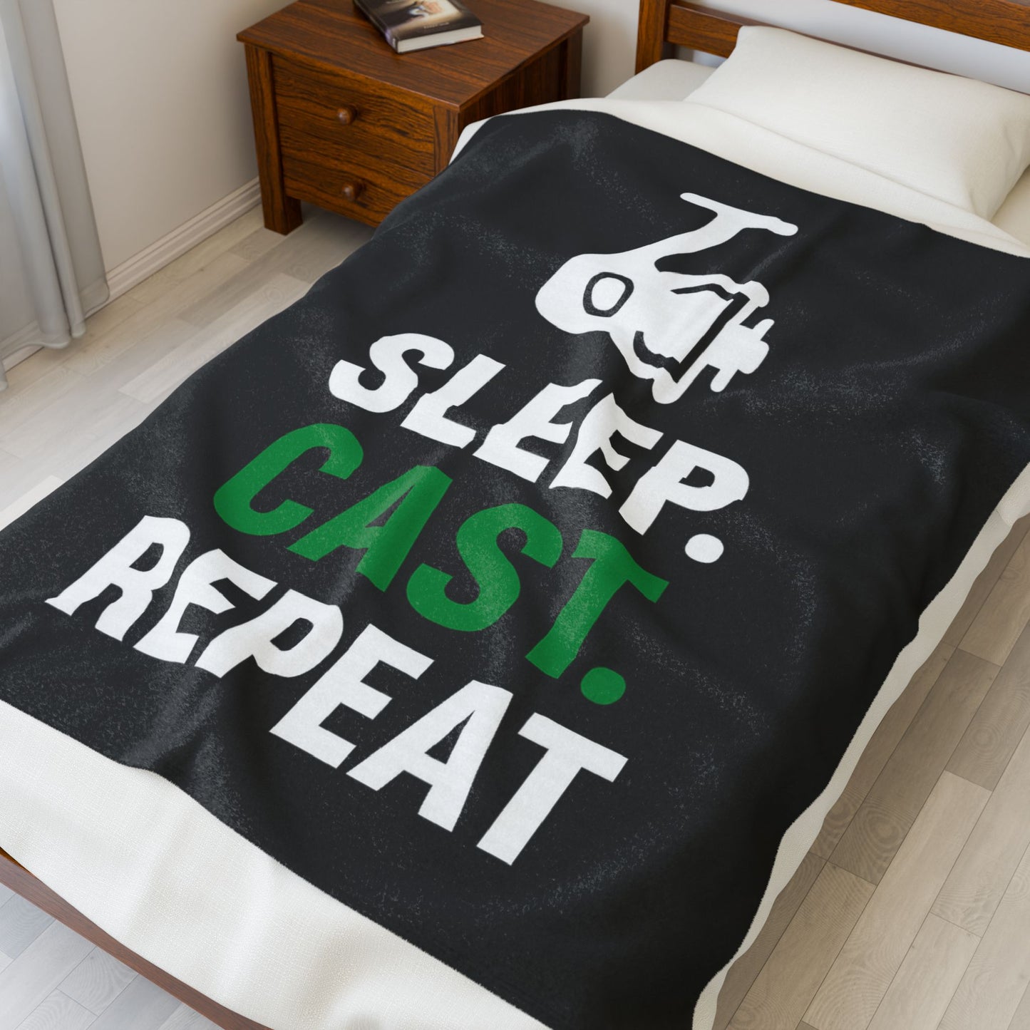 Sleep Cast Repeat Fishing Plush Blanket