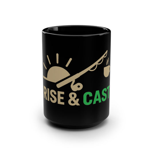 Fishing Enthusiast Black Mug, 15oz - Sunrise & Cast Coffee Cup, Perfect Gift for Fishermen, Fishing Gift, Outdoor Lover's Mug, [...]