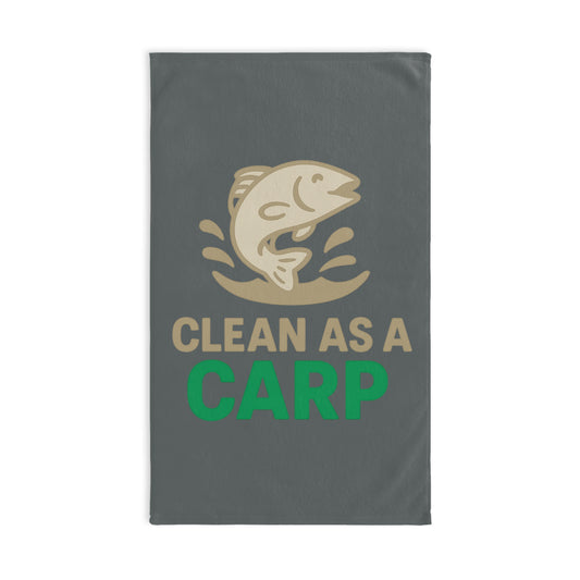Clean as a Carp Hand Towel, Fun Kitchen Towel, Fishing Gift, Decorative Towel, Humor Home Decor, Gift for Anglers
