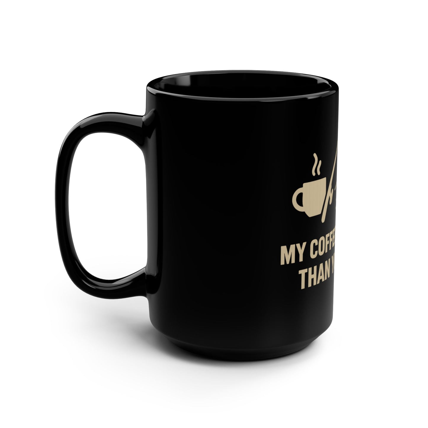 Funny Fishing Mug, Gift for Fisherman, Coffee Lover's Cup, Black 15oz Mug, My Coffee's Stronger than Your Carp