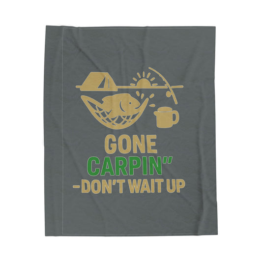 Gone Fishin' Velveteen Plush Blanket | Cozy Fishing Gift for Outdoors Enthusiasts | Ideal for Camping, Picnics, Home Decor