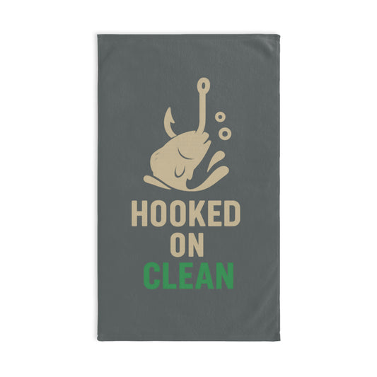 Fish-Themed Hand Towel | Hooked on Clean | Kitchen Towel, Gifts for Fishermen, Bathroom Accessories, Fun Home Decor
