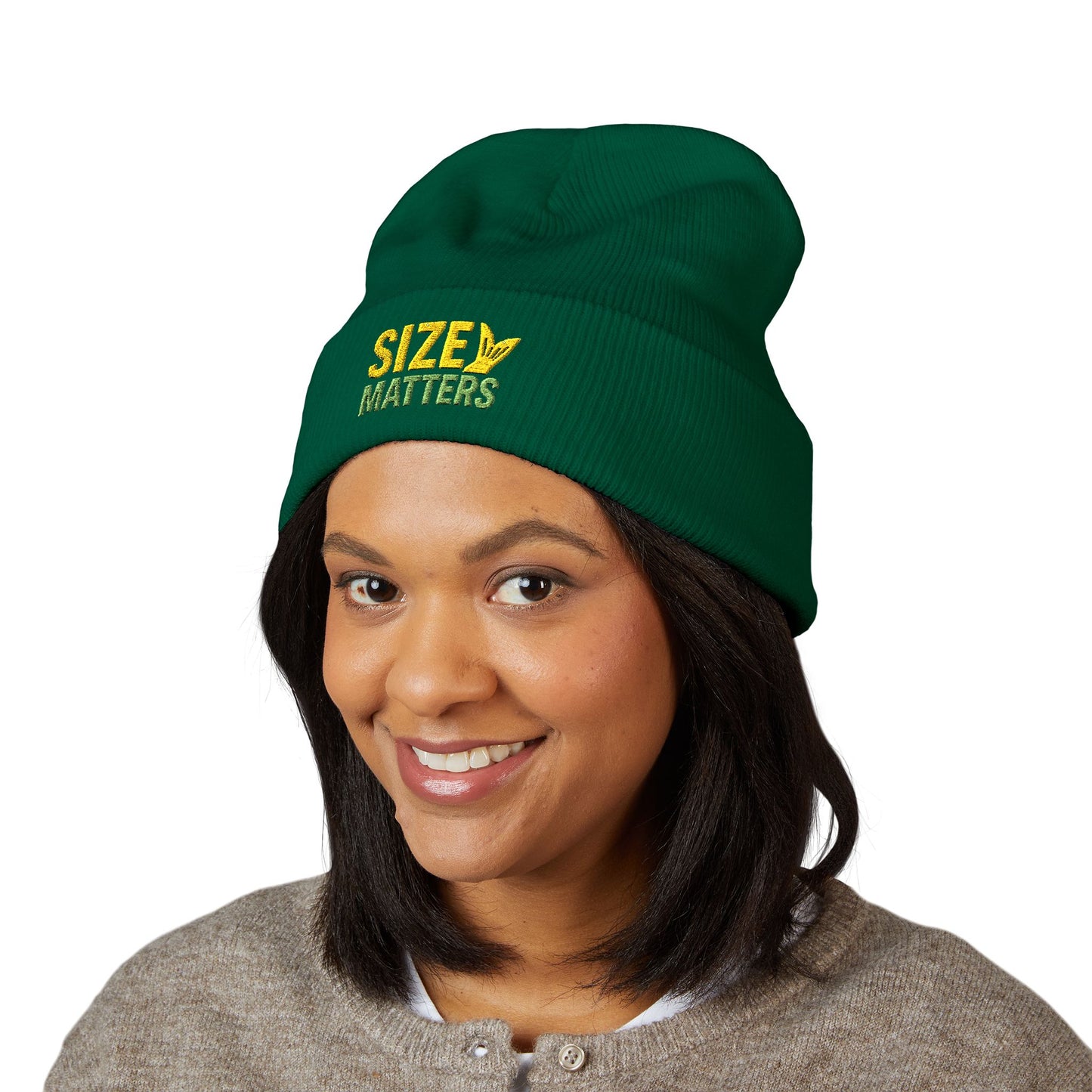Classic Cuffed Beanie - Size Matters, Trendy Cold Weather Accessory, Perfect Gift for Him/Her, Embroidered Beanie for Outdoor [...]