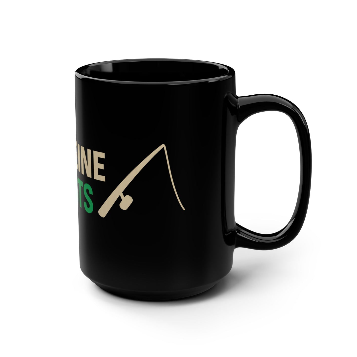 Caffeine & Casts Fishing Mug, 15oz Black Coffee Cup, Gifts for Anglers, Fishing Lovers, Funny Fishing Gift, Outdoor Enthusiasts