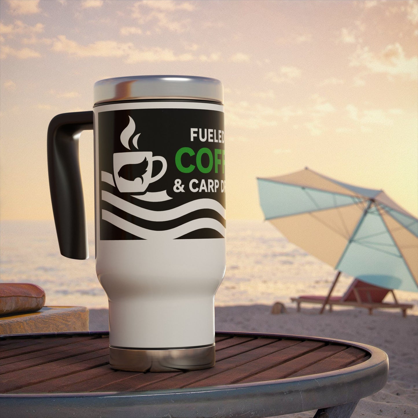 Fuelled by Coffee & Carp Dreams Travel Mug