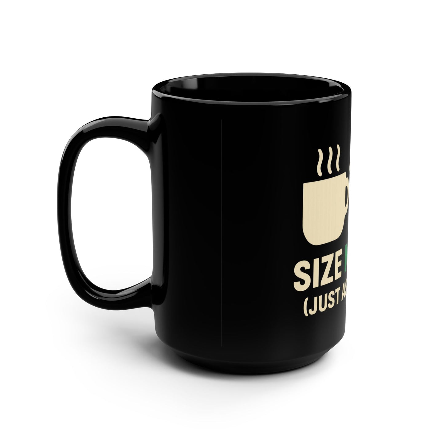 Funny Fishing Mug, Size Matters Coffee Cup, Gift for Fisherman, Humor Mug for Dad, Black Ceramic Mug
