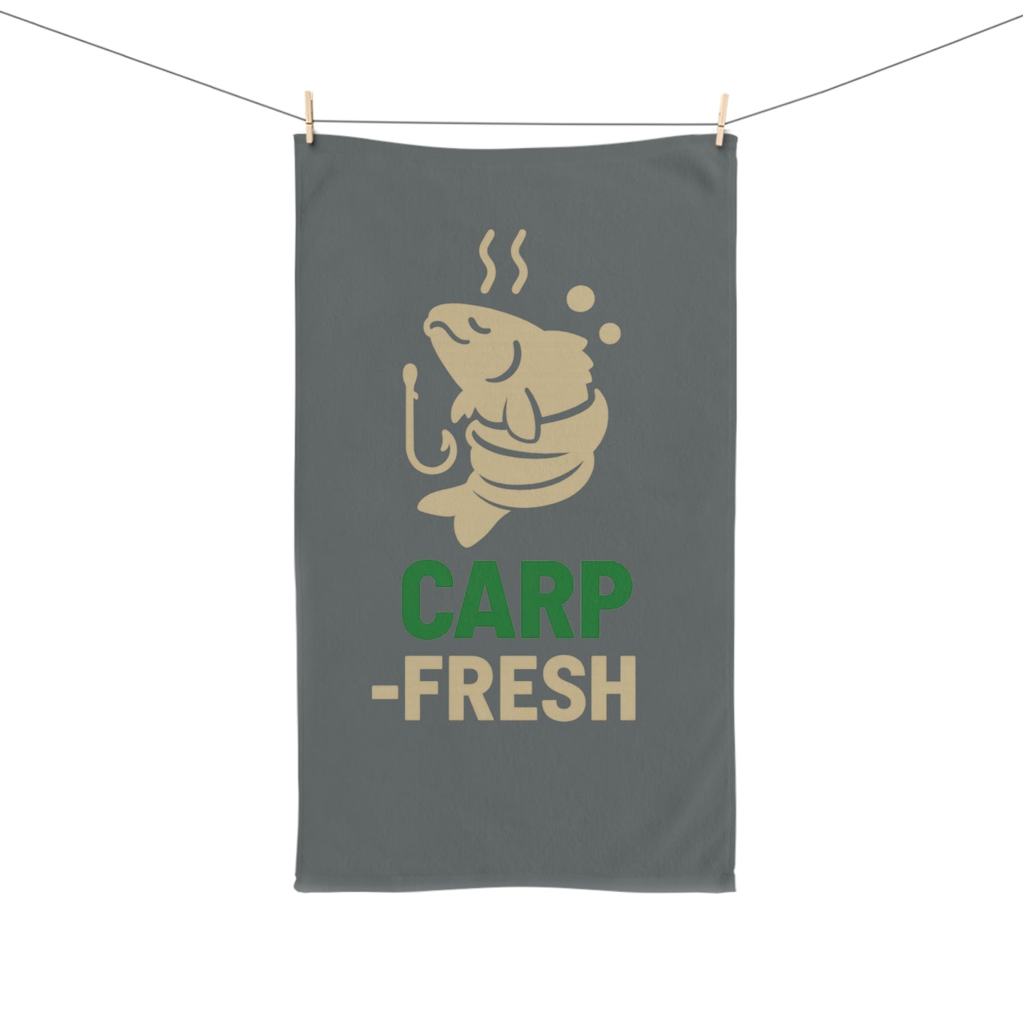Fresh Carp Fishing Hand Towel, Fishing Gift, Kitchen Towel, Camping Decor, Angler Accessory