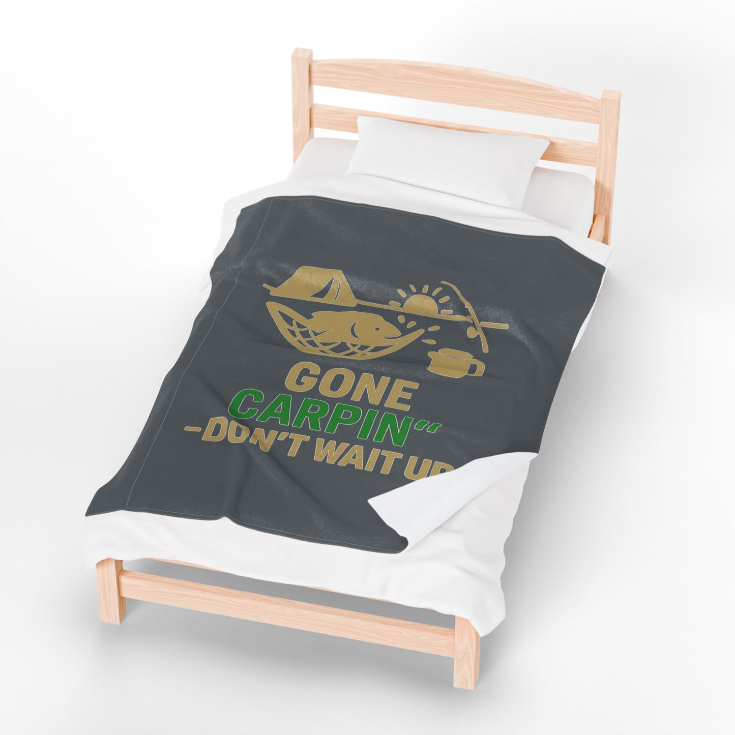 Gone Fishin' Velveteen Plush Blanket | Cozy Fishing Gift for Outdoors Enthusiasts | Ideal for Camping, Picnics, Home Decor
