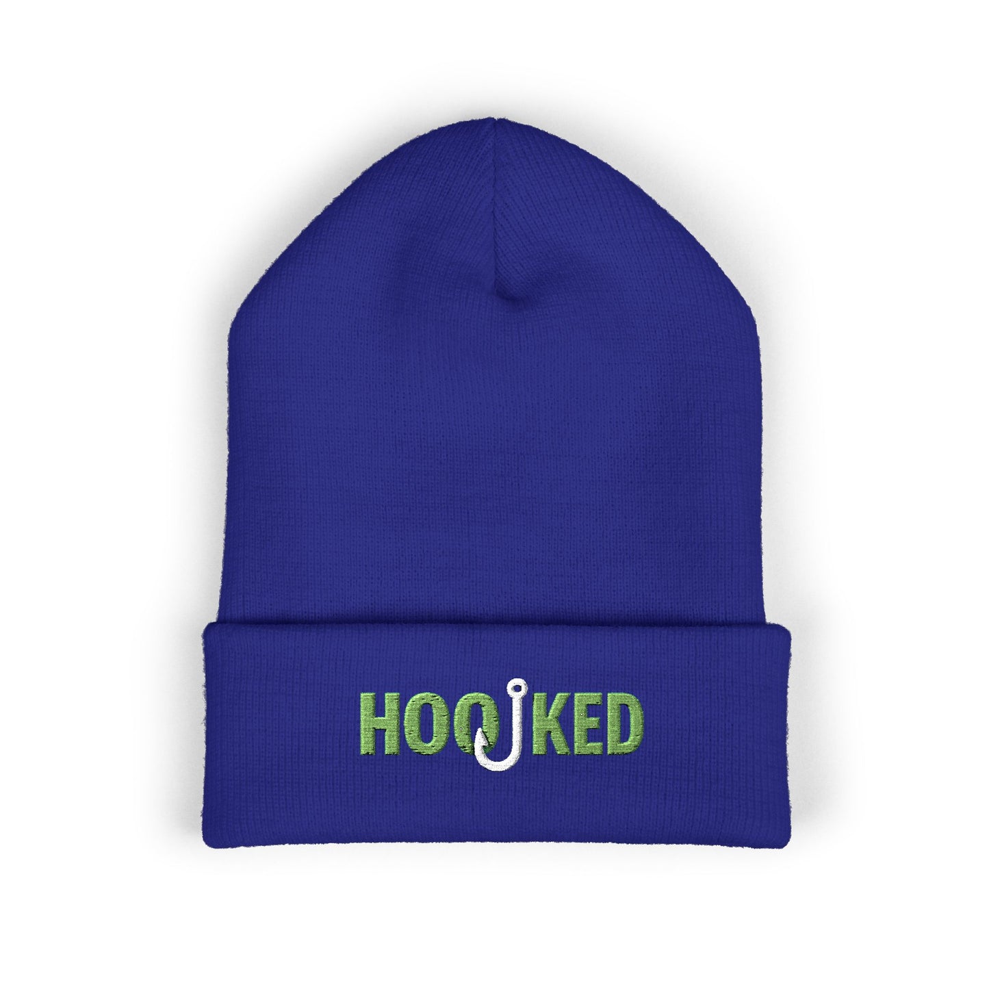 Hooked Classic Cuffed Beanie - Embroidered Fishing Hat, Winter Accessory, Gift for Anglers, Cozy Knit Cap, Outdoor Fashion
