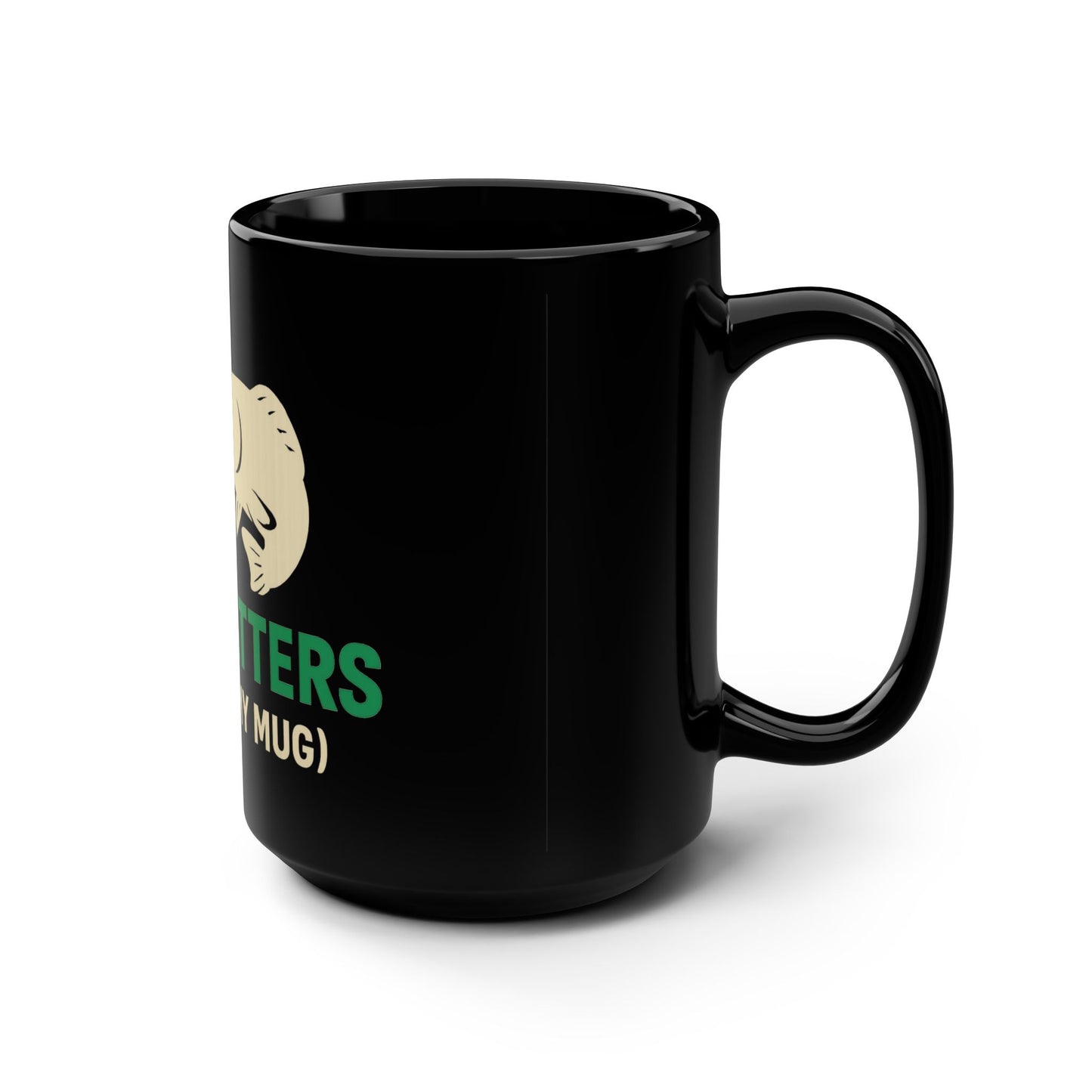 Funny Fishing Mug, Size Matters Coffee Cup, Gift for Fisherman, Humor Mug for Dad, Black Ceramic Mug