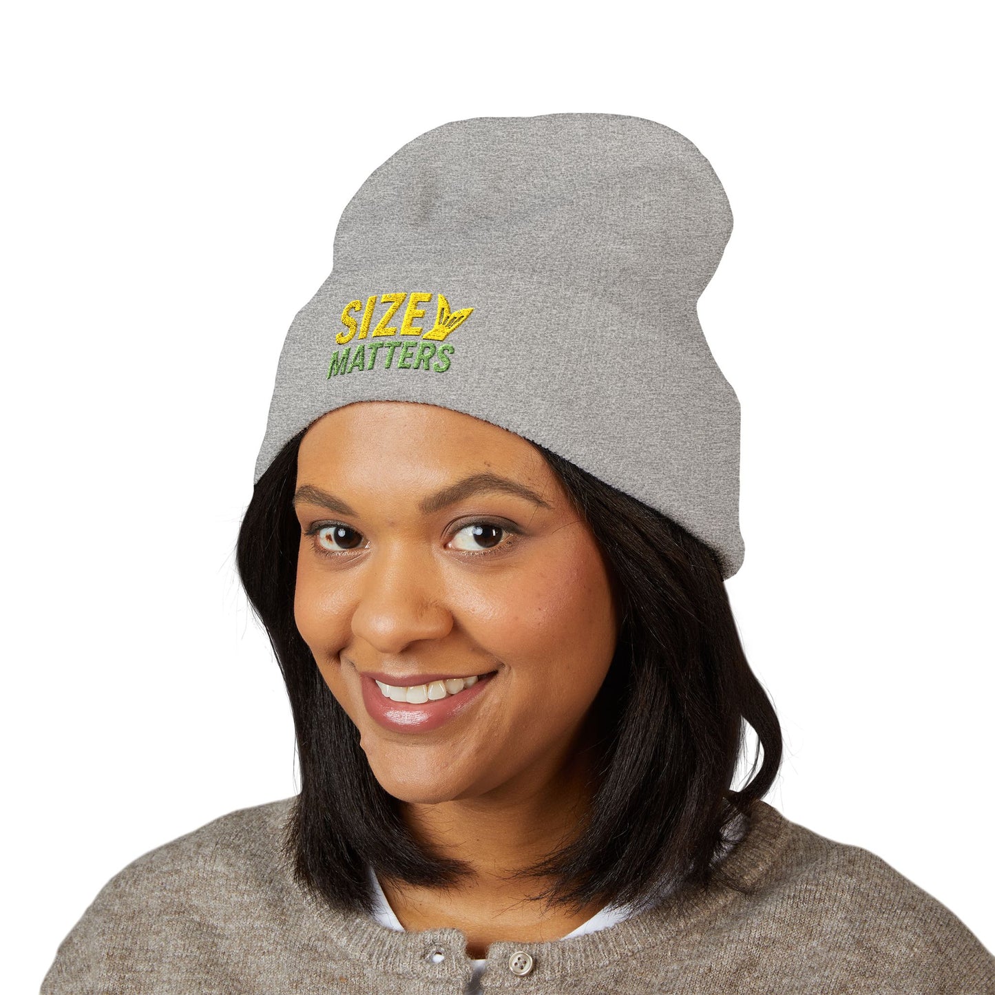 Classic Cuffed Beanie - Size Matters, Trendy Cold Weather Accessory, Perfect Gift for Him/Her, Embroidered Beanie for Outdoor [...]