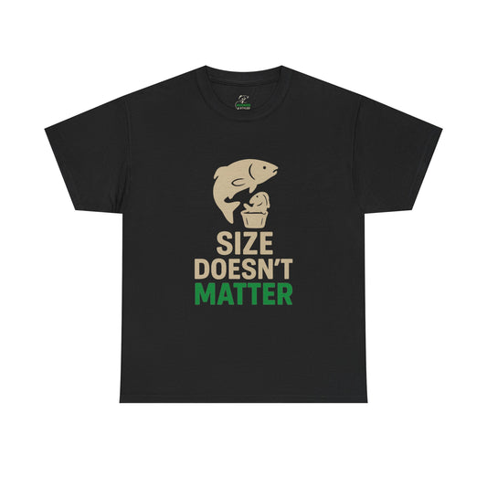Funny Fishing Tee, Unisex Heavy Cotton Tee, Size Doesn't Matter Shirt, Fishing Gift, Humor Tee for Anglers