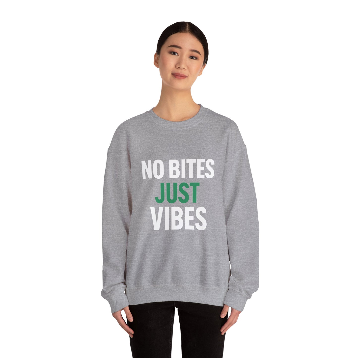 No Bite Just Vibes Sweatshirt – Front & Back
