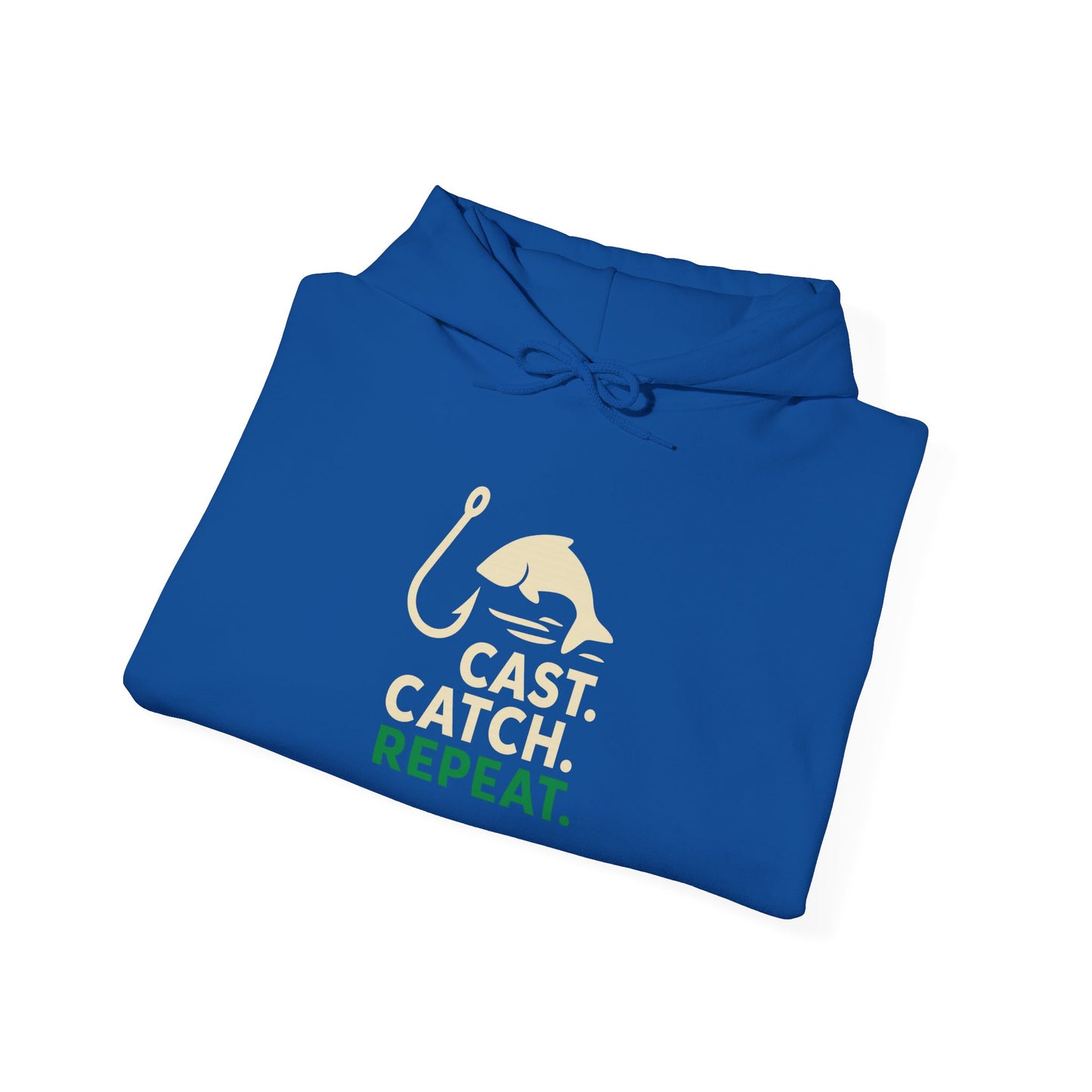 Fishing Enthusiast Hoodie, Cast Catch Repeat Sweatshirt, Size is Everything Gift, Unisex Fishing Apparel, Outdoor Sportswear